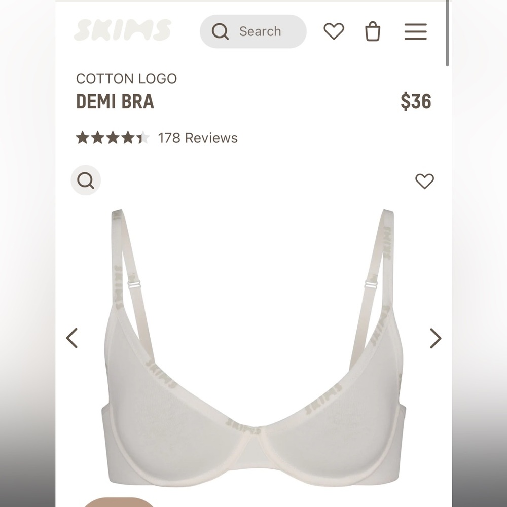 skims cotton logo demi bra 🤍🤍